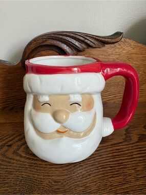 Ceramic Santa Face Mug with Red Handle